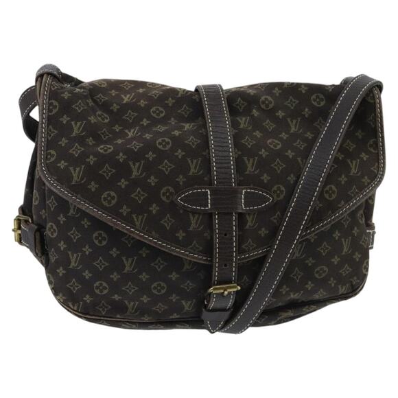 LOUIS VUITTON Monogram Mini Lin Saumur PM Bag Brown Ebene M95227 - Picture 1 of 16